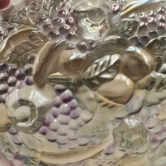 vintage Indiana Glass large footed fruit bowl Garland pattern oval shape 1970s - Picture 6 of 11